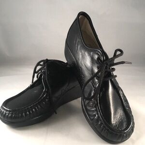 SaS Siesta Lace Up loafer work shoe lace up comfort black leather size 6